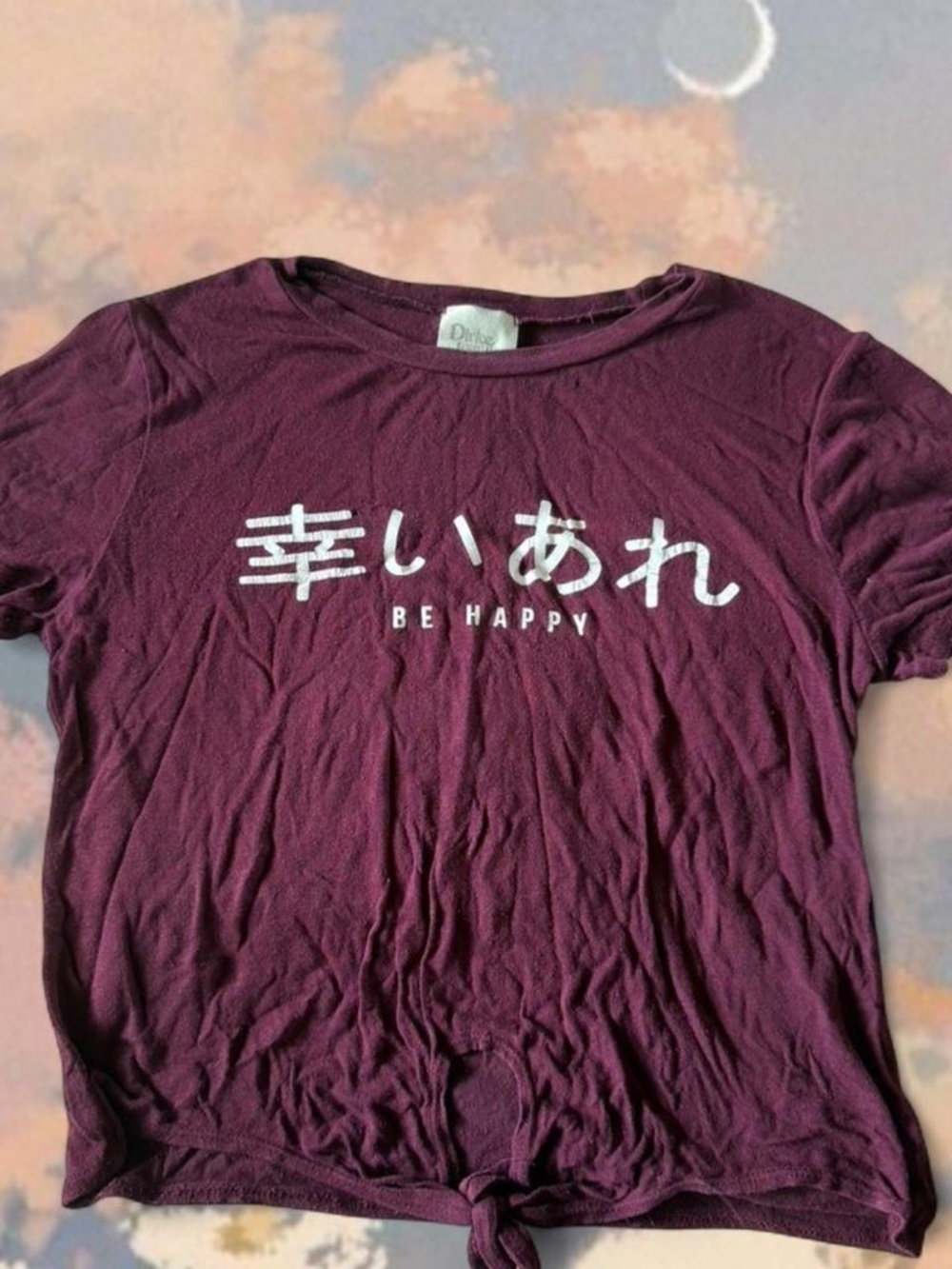 Be happy Purple/burgundy tie front top Size XS
